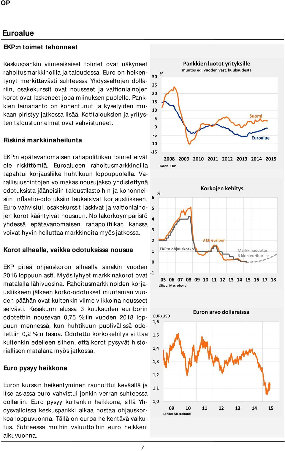 Pankkien lainananto on kohentunut ja kyselyiden mukaan piristyy jatkossa lisää. Ko talouksien ja yritysten taloustunnelmat ovat vahvistuneet.