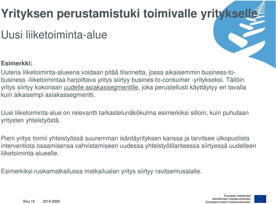 Uusi liiketoiminta-alue on relevantti tarkastelunäkökulma esimerkiksi silloin, kuin puhutaan yritysten yhteistyöstä.