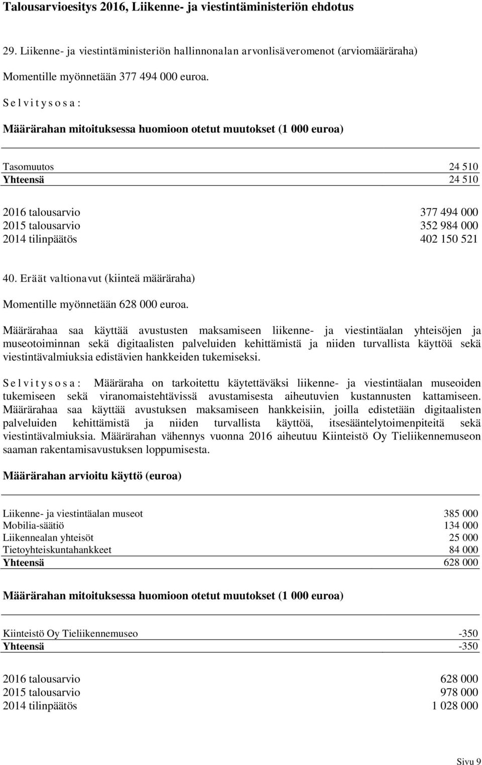 40. Eräät valtionavut (kiinteä määräraha) Momentille myönnetään 628 000 euroa.