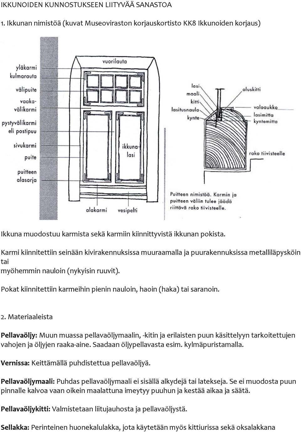 Pokat kiinnitettiin karmeihin pienin nauloin, haoin (haka) tai saranoin. 2.