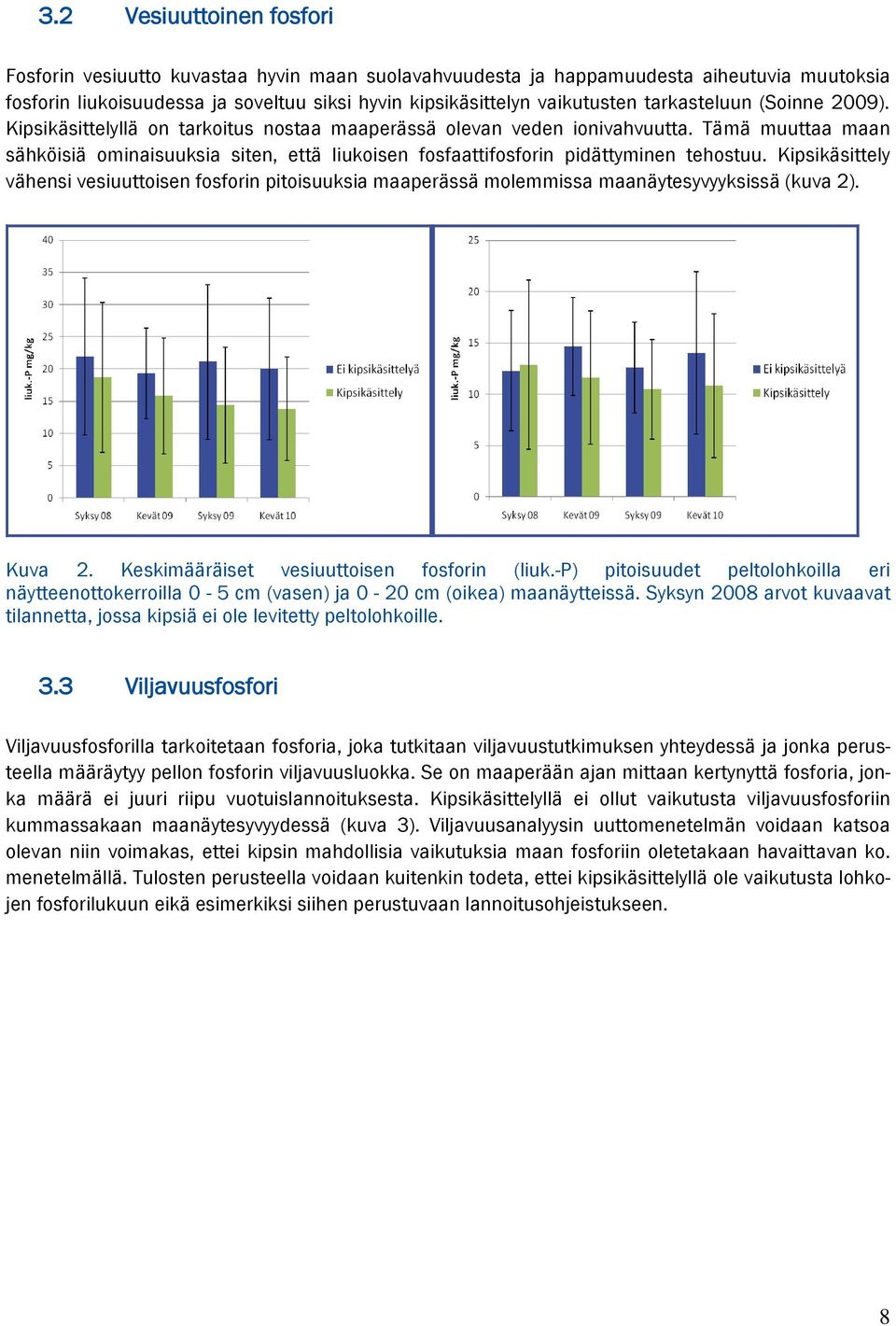 Tämä muuttaa maan sähköisiä ominaisuuksia siten, että liukoisen fosfaattifosforin pidättyminen tehostuu.