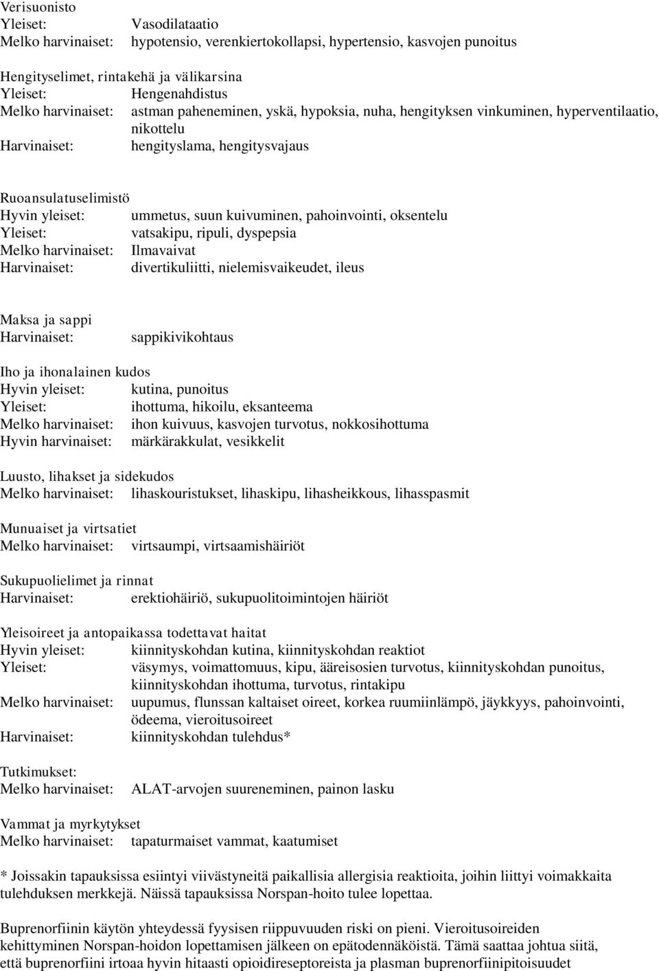 dyspepsia Ilmavaivat Harvinaiset: divertikuliitti, nielemisvaikeudet, ileus Maksa ja sappi Harvinaiset: sappikivikohtaus Iho ja ihonalainen kudos Hyvin yleiset: kutina, punoitus ihottuma, hikoilu,