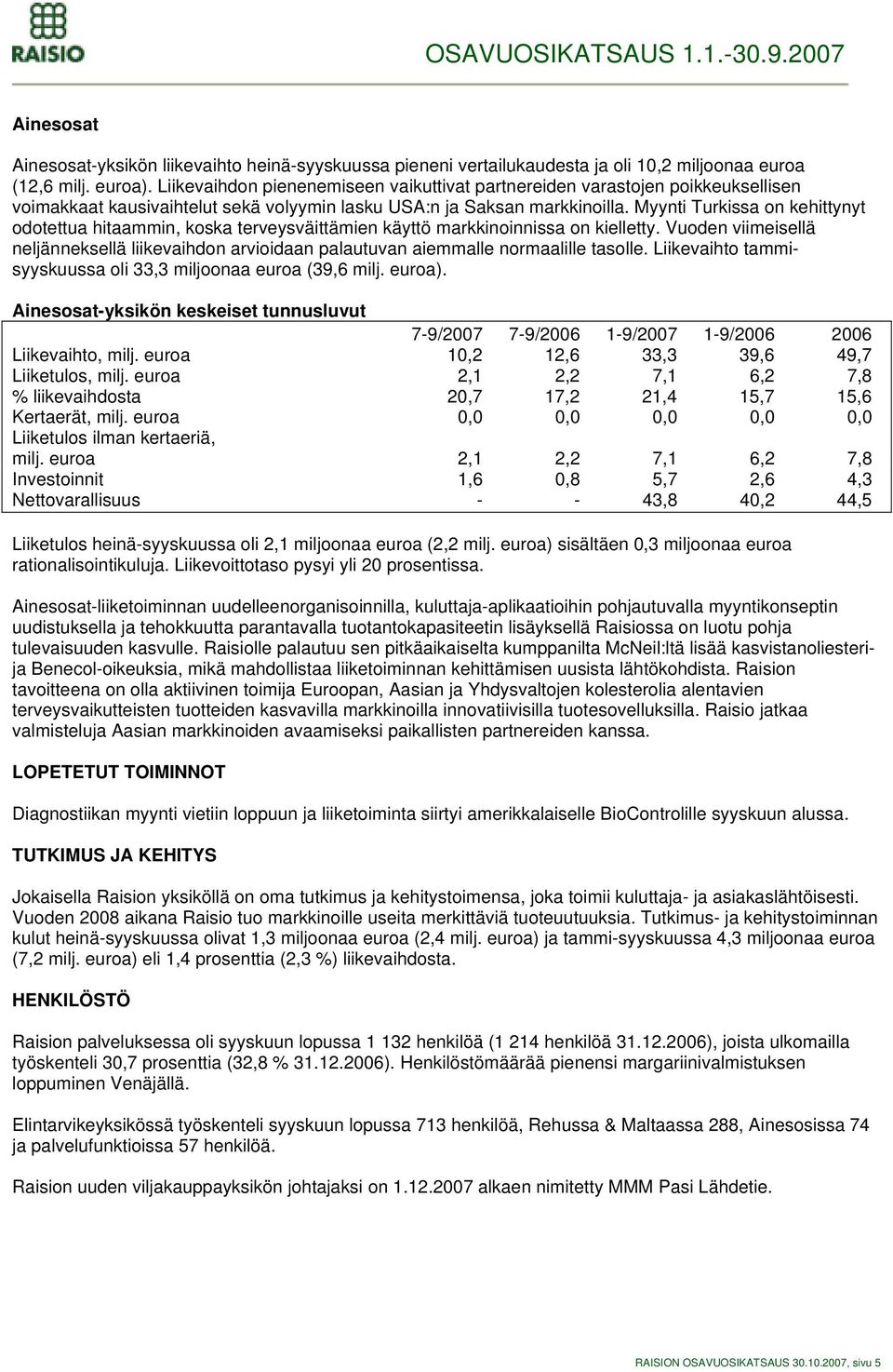 Myynti Turkissa on kehittynyt odotettua hitaammin, koska terveysväittämien käyttö markkinoinnissa on kielletty.