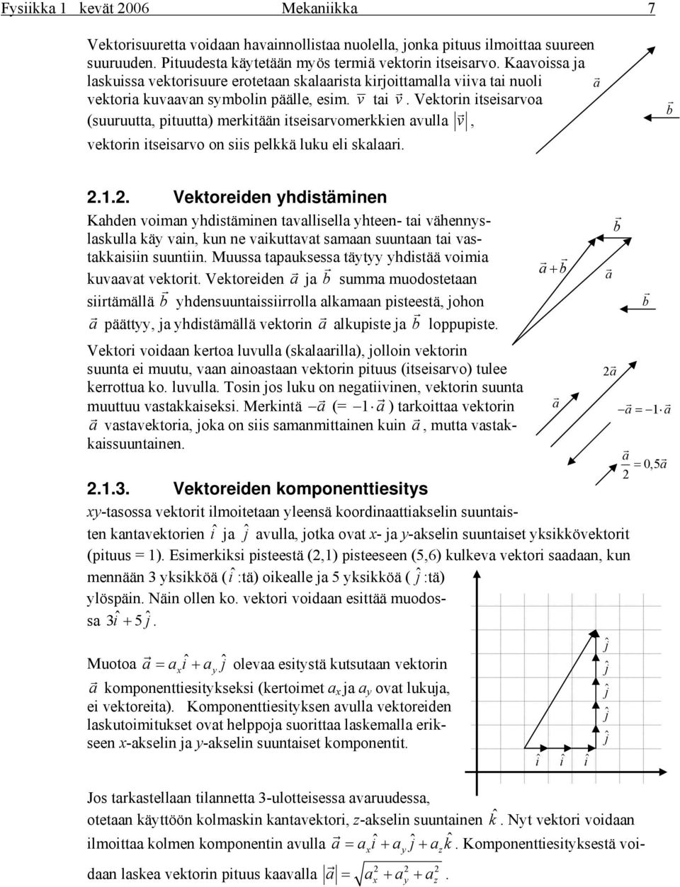 Vetoin iteiavoa (uuuutta, pituutta) eitään iteiavoeien avulla v, vetoin iteiavo on ii pelä luu eli alaai. a b.