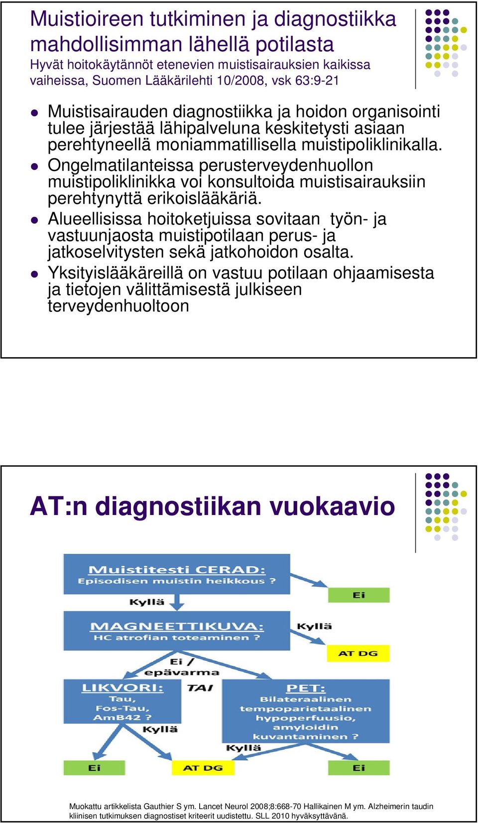 Ongelmatilanteissa perusterveydenhuollon muistipoliklinikka voi konsultoida muistisairauksiin perehtynyttä erikoislääkäriä.