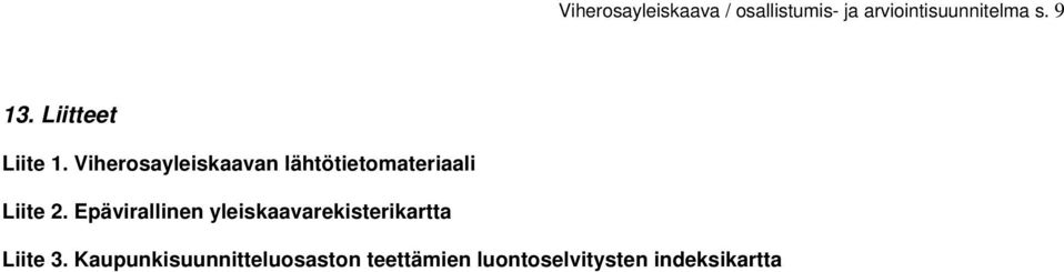 Viherosayleiskaavan lähtötietomateriaali Liite 2.