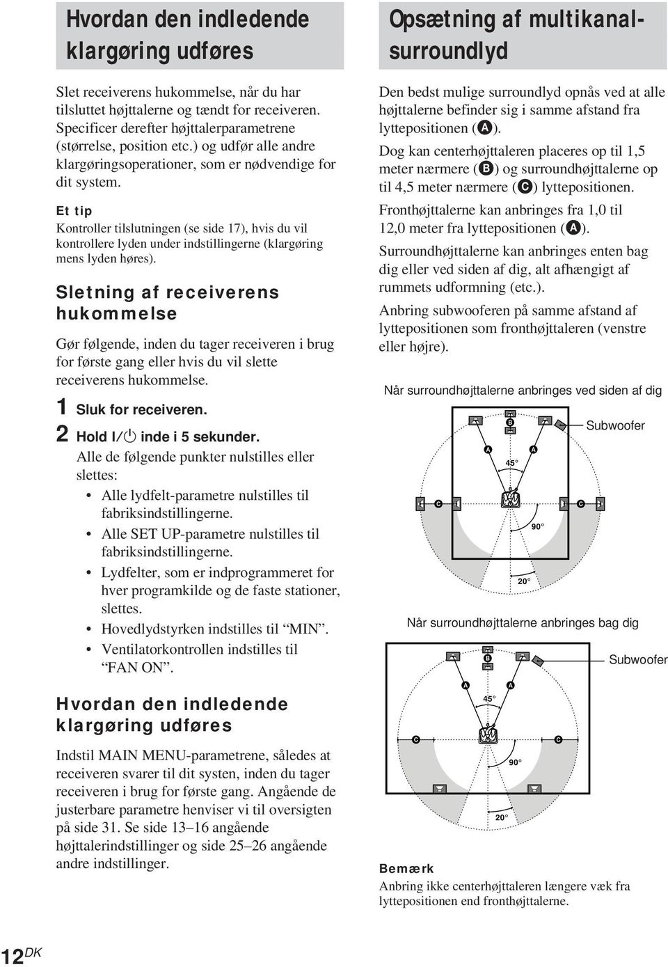 Et tip Kontroller tilslutningen (se side 17), hvis du vil kontrollere lyden under indstillingerne (klargøring mens lyden høres).