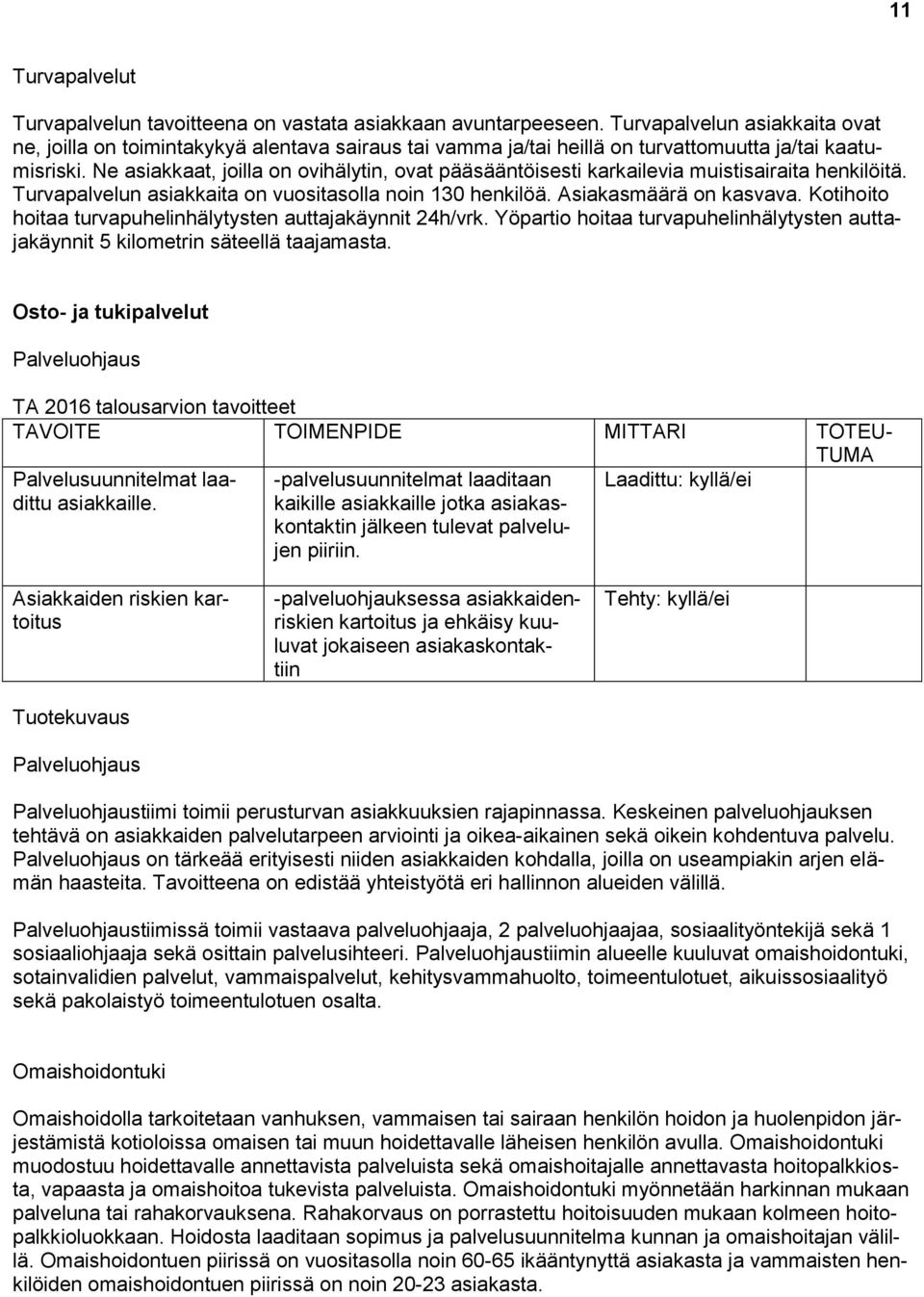 Ne asiakkaat, joilla on ovihälytin, ovat pääsääntöisesti karkailevia muistisairaita henkilöitä. Turvapalvelun asiakkaita on vuositasolla noin 130 henkilöä. Asiakasmäärä on kasvava.