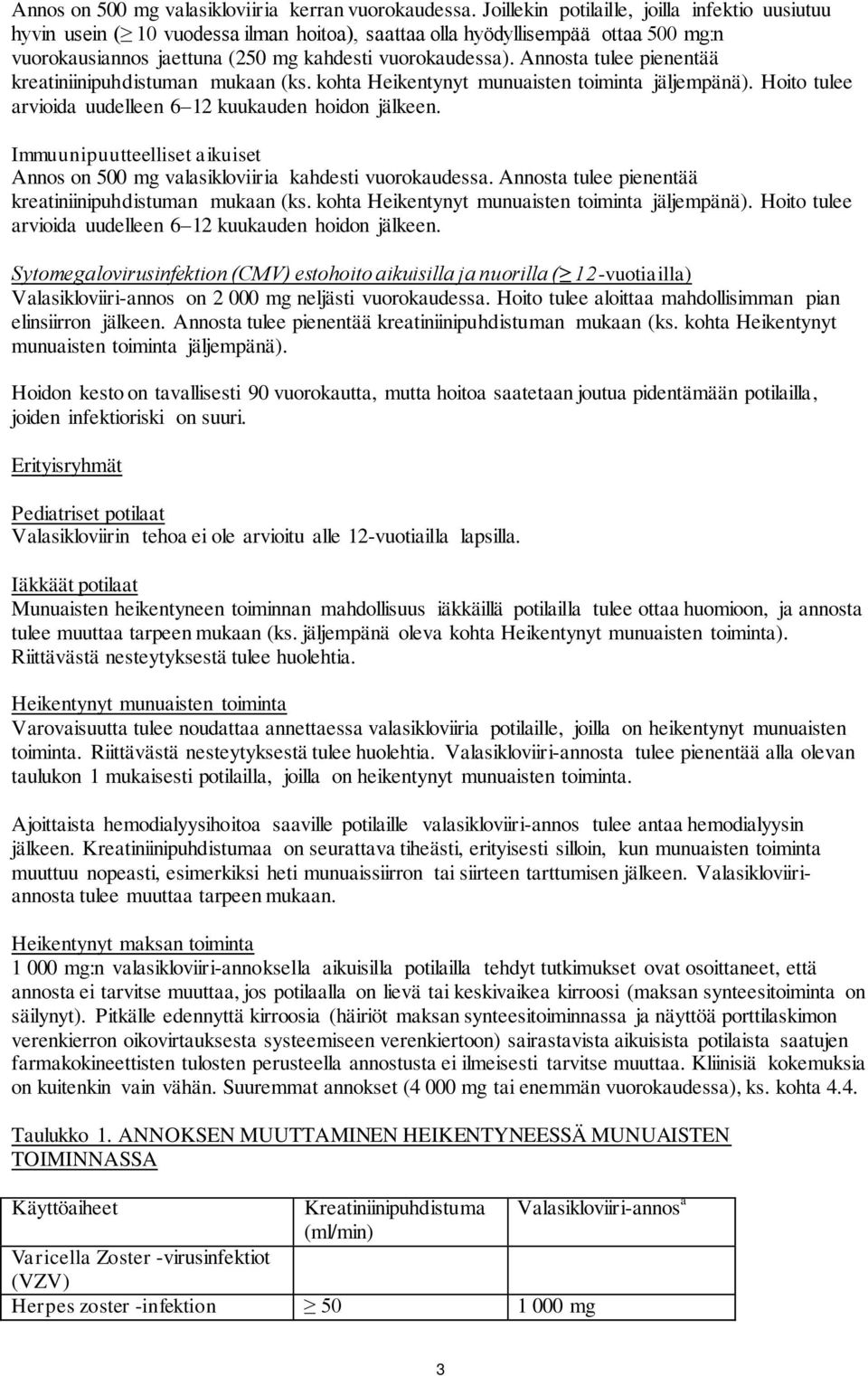 Annosta tulee pienentää kreatiniinipuhdistuman mukaan (ks. kohta Heikentynyt munuaisten toiminta jäljempänä). Hoito tulee arvioida uudelleen 6 12 kuukauden hoidon jälkeen.