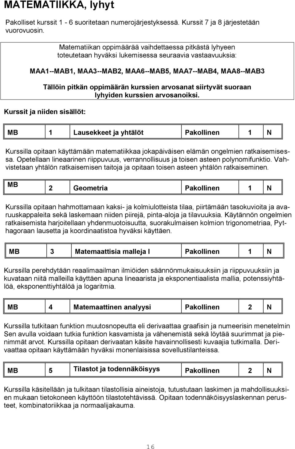 kurssien arvosanat siirtyvät suoraan lyhyiden kurssien arvosanoiksi.