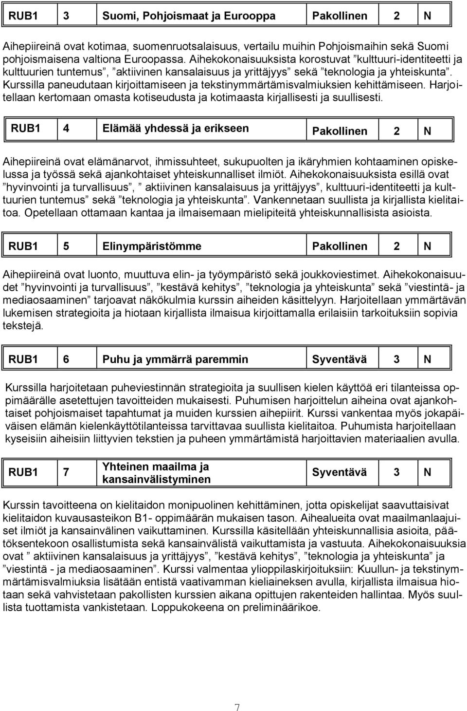 Kurssilla paneudutaan kirjoittamiseen ja tekstinymmärtämisvalmiuksien kehittämiseen. Harjoitellaan kertomaan omasta kotiseudusta ja kotimaasta kirjallisesti ja suullisesti.