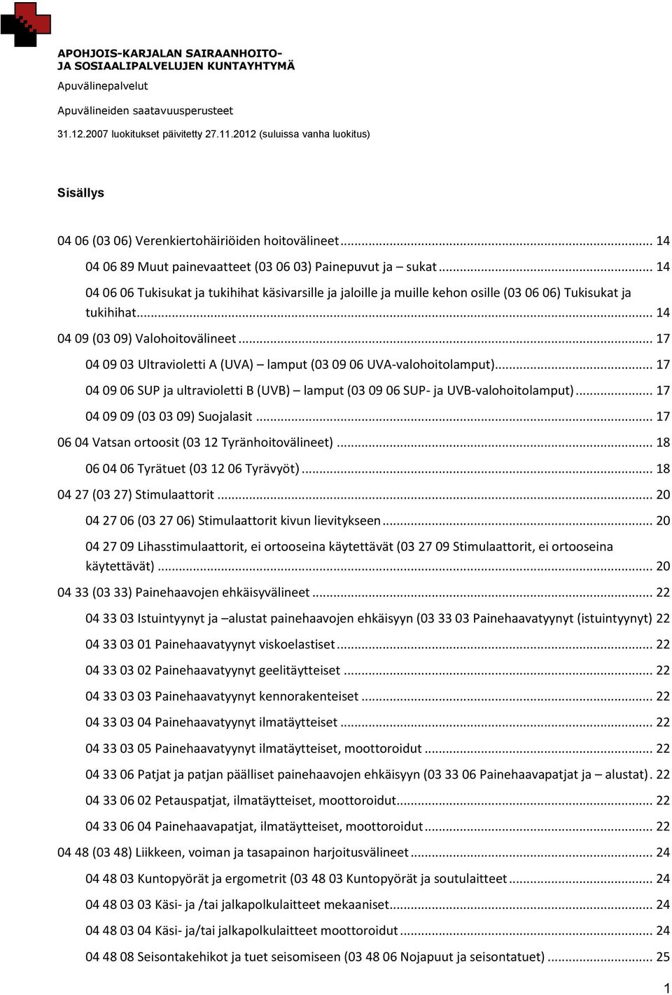 .. 17 04 09 03 Ultravioletti A (UVA) lamput (03 09 06 UVA-valohoitolamput)... 17 04 09 06 SUP ja ultravioletti B (UVB) lamput (03 09 06 SUP- ja UVB-valohoitolamput)... 17 04 09 09 (03 03 09) Suojalasit.