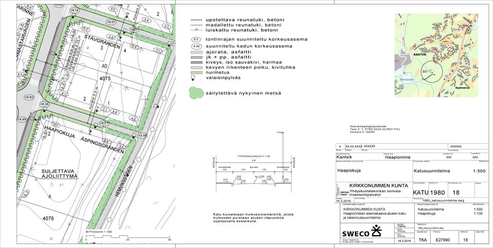 . nvestointialvelut KOHTEEN NM J OSOTE KTU _katusuunnitelma.dwg PRUSTUKSEN SSÄLTÖ : MTTKV MTTKV : hulevedet uretaan alueen itäuolella sijaitsevalle kosteikolle.