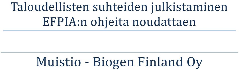 EFPIA:n ohjeita