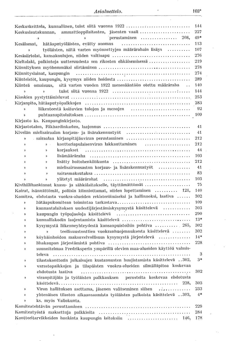 työläisten, niitä varten myönnettyjen määrärahain lisäys 107 Kesäsiirtolat, kansakoulujen, niiden valtioapu 276 Kieltolaki, palkintoja uutteruudesta sen rikosten ehkäisemisessä 219 Kiinnityksen