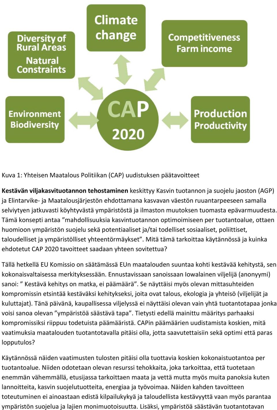 Tämä konsepti antaa mahdollisuuksia kasvintuotannon optimoimiseen per tuotantoalue, ottaen huomioon ympäristön suojelu sekä potentiaaliset ja/tai todelliset sosiaaliset, poliittiset, taloudelliset ja