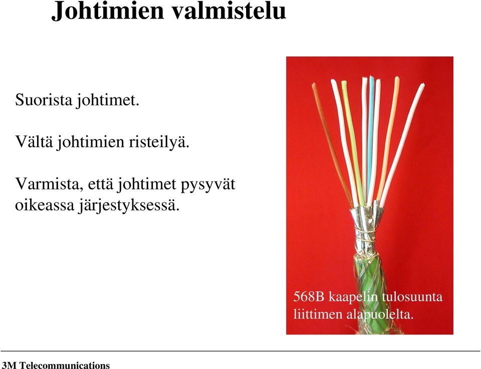 Varmista, että johtimet pysyvät oikeassa