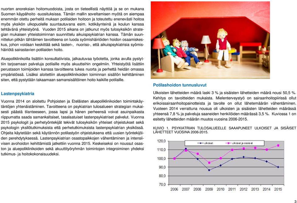 kotikäynteinä ja koulun kanssa tehtävänä yhteistyönä. Vuoden 2015 aikana on jatkunut myös tulosyksikön strategian mukaisen yhteistoiminnan suunnittelu aikuispsykiatrian kanssa.