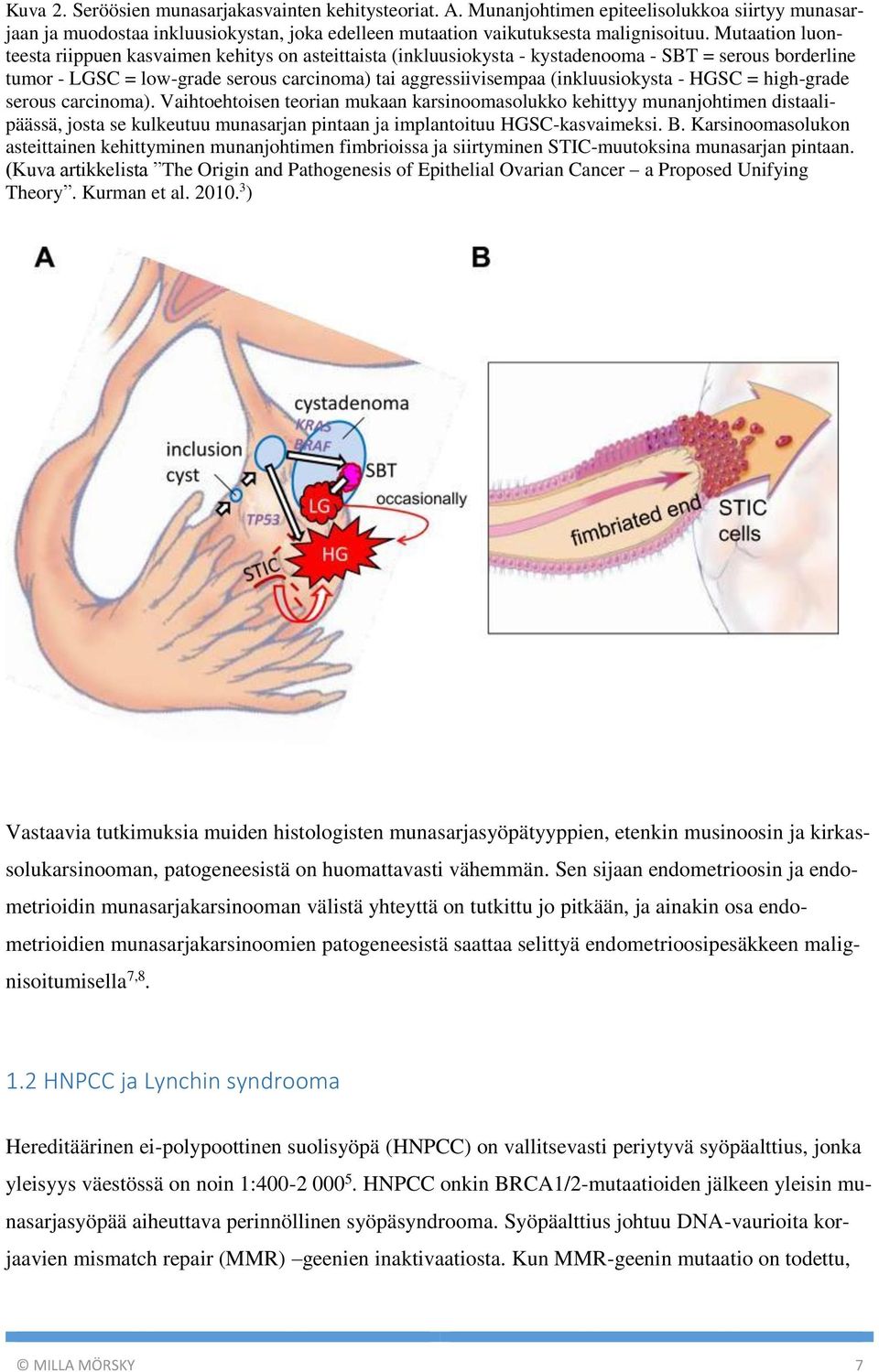 (inkluusiokysta - HGSC = high-grade serous carcinoma).