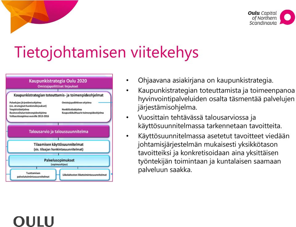 Vuosittain tehtävässä talousarviossa ja käyttösuunnitelmassa tarkennetaan tavoitteita.