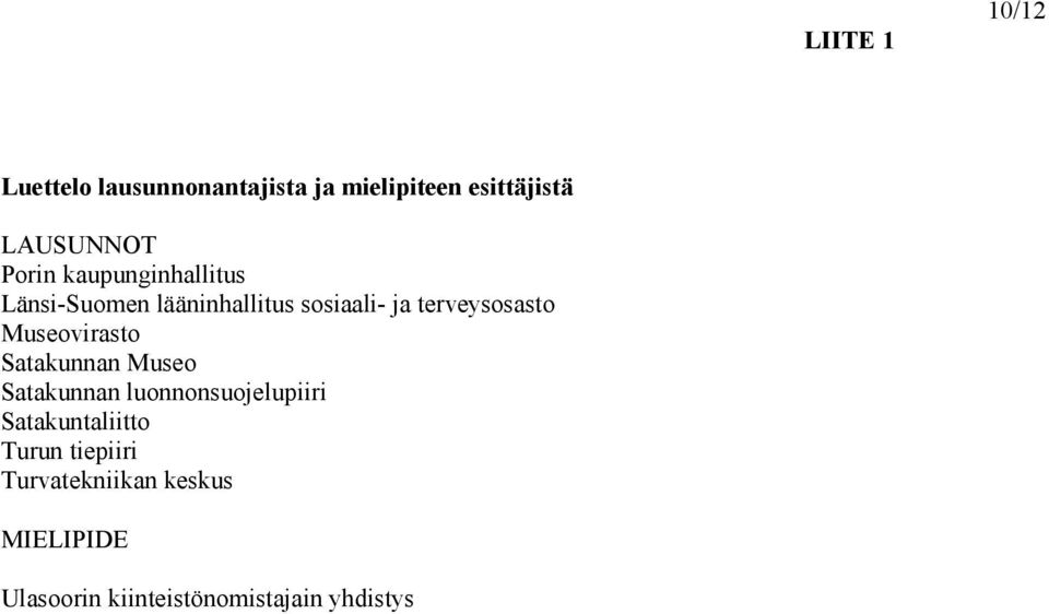 Museovirasto Satakunnan Museo Satakunnan luonnonsuojelupiiri Satakuntaliitto