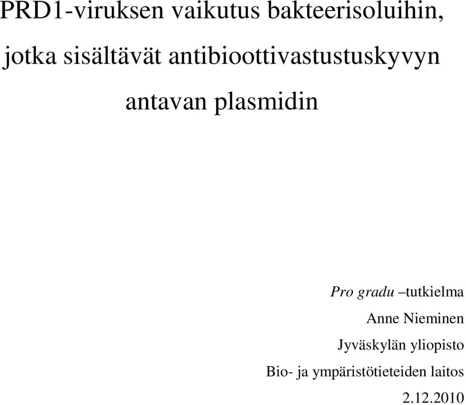 plasmidin Pro gradu tutkielma Anne Nieminen