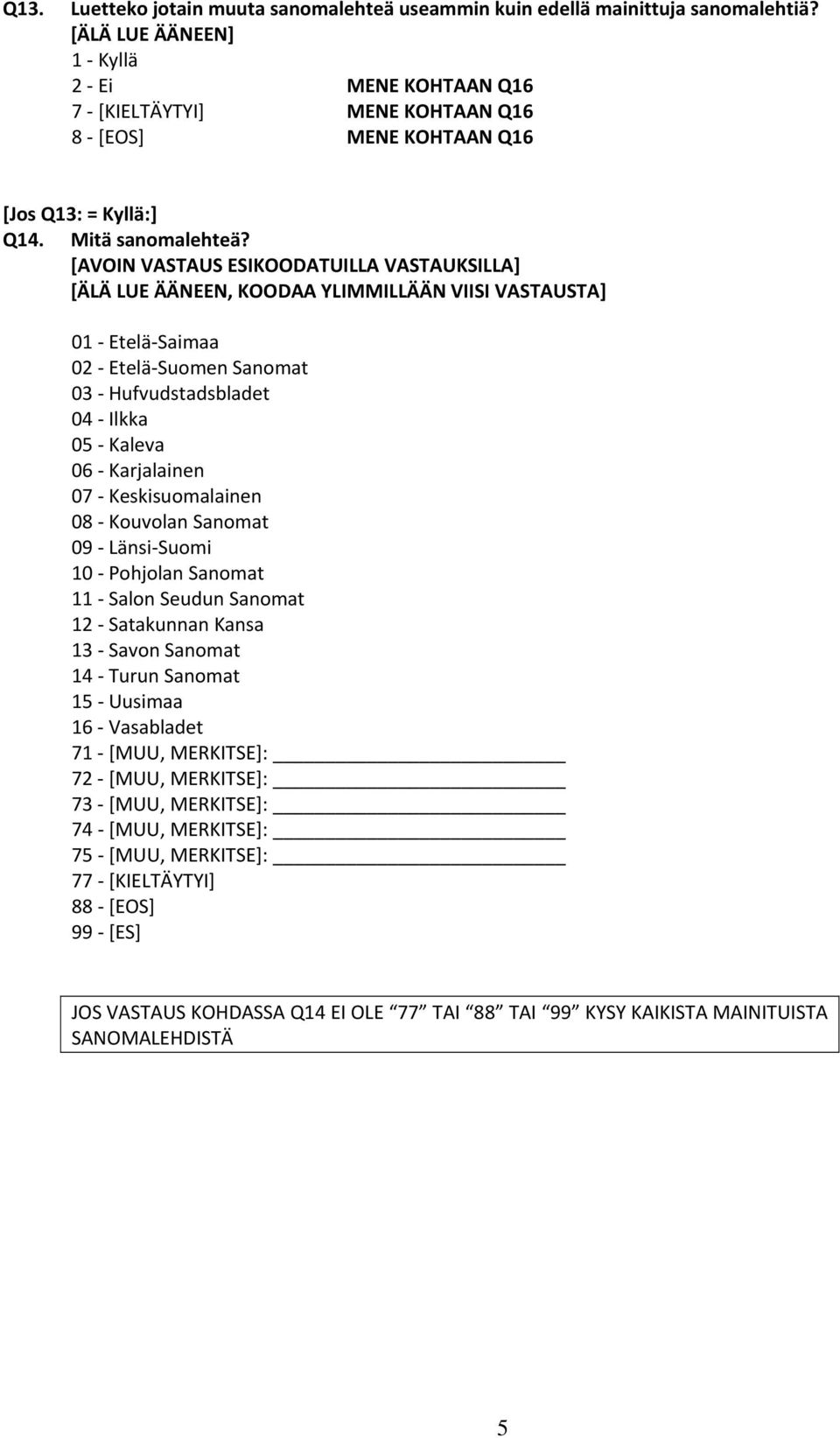 Krjlinen 07 Keskisuomlinen 08 Kouvoln Snomt 09 Lnsi Suomi 10 Pohjoln Snomt 11 Slon Seudun Snomt 12 Stkunnn Kns 13 Svon Snomt 14 Turun Snomt 15 Uusim 16 Vsbldet 71 [MUU,