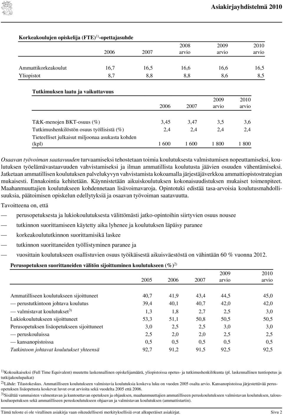 saatavuuden turvaamiseksi tehostetaan toimia koulutuksesta valmistumisen nopeuttamiseksi, koulutuksen työelämävastaavuuden vahvistamiseksi ja ilman ammatillista koulutusta jäävien osuuden