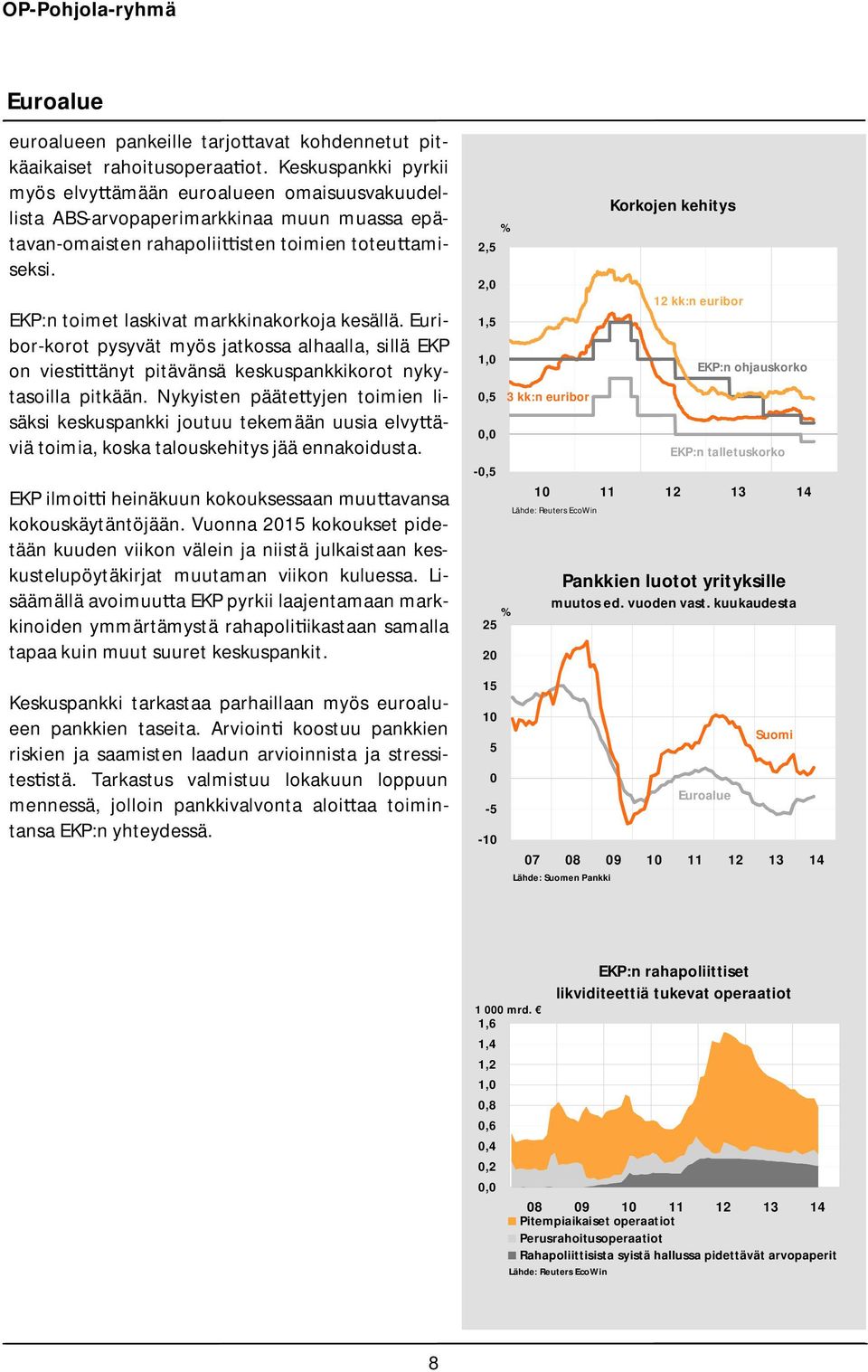 EKP:n toimet laskivat markkinakorkoja kesällä. Euribor-korot pysyvät myös jatkossa alhaalla, sillä EKP on vies änyt pitävänsä keskuspankkikorot nykytasoilla pitkään.