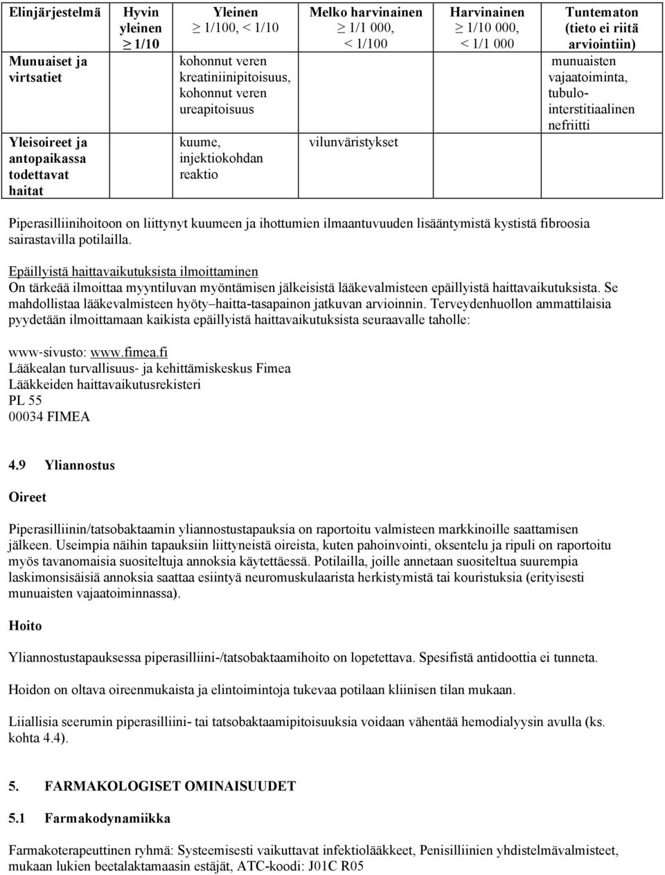 nefriitti Piperasilliinihoitoon on liittynyt kuumeen ja ihottumien ilmaantuvuuden lisääntymistä kystistä fibroosia sairastavilla potilailla.