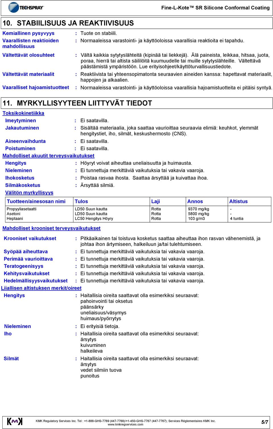 Vältettävät olosuhteet Vältettävät materiaalit Vaaralliset hajoamistuotteet Vältä kaikkia sytytyslähteitä (kipinää tai liekkejä).