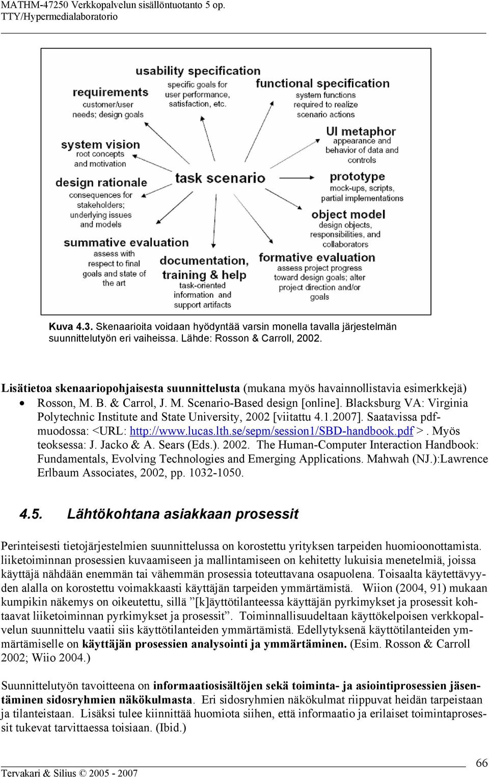 Blacksburg VA: Virginia Polytechnic Institute and State University, 2002 [viitattu 4.1.2007]. Saatavissa pdfmuodossa: <URL: http://www.lucas.lth.se/sepm/session1/sbd-handbook.pdf >. Myös teoksessa: J.