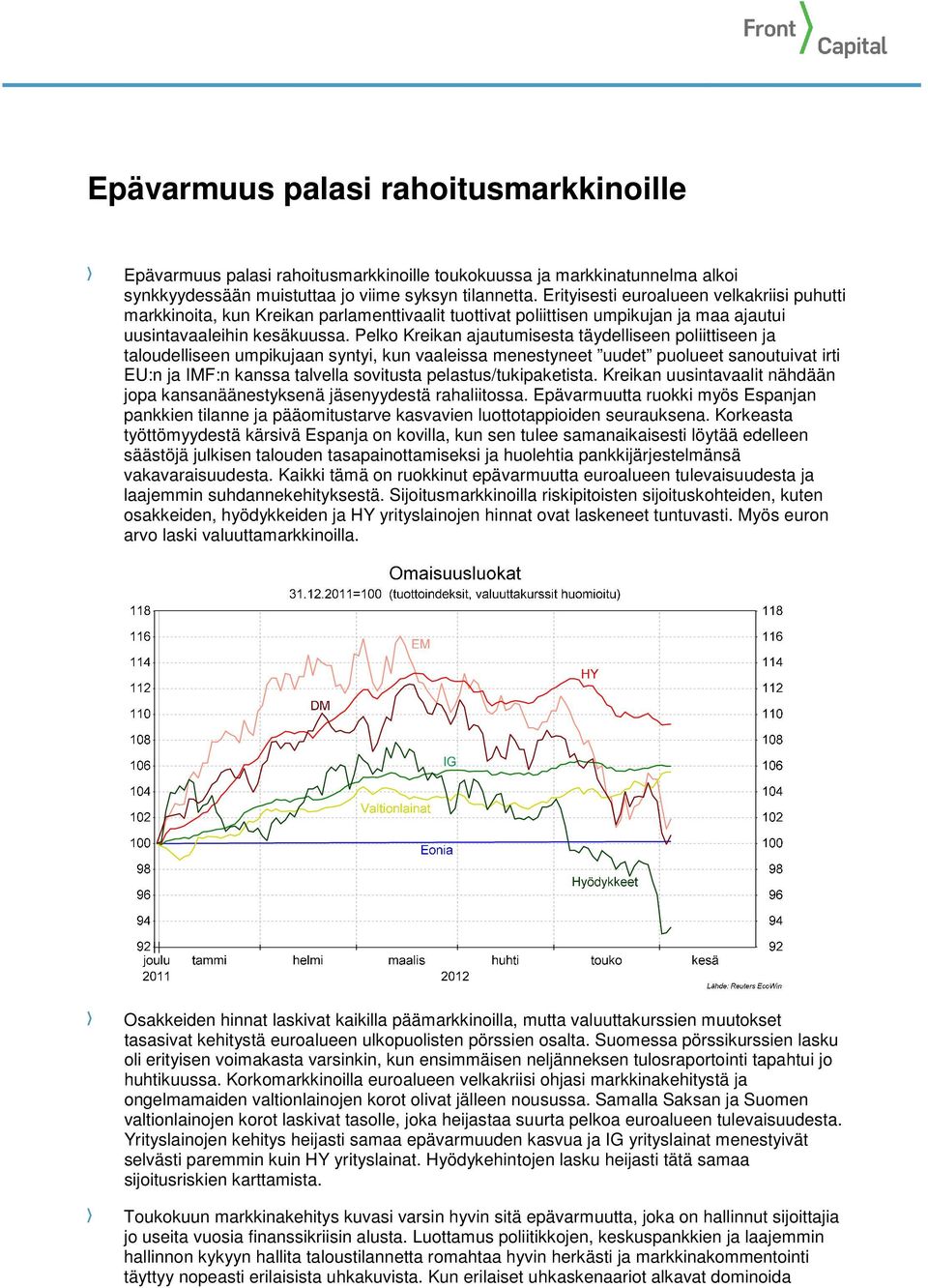 Pelko Kreikan ajautumisesta täydelliseen poliittiseen ja taloudelliseen umpikujaan syntyi, kun vaaleissa menestyneet uudet puolueet sanoutuivat irti EU:n ja IMF:n kanssa talvella sovitusta