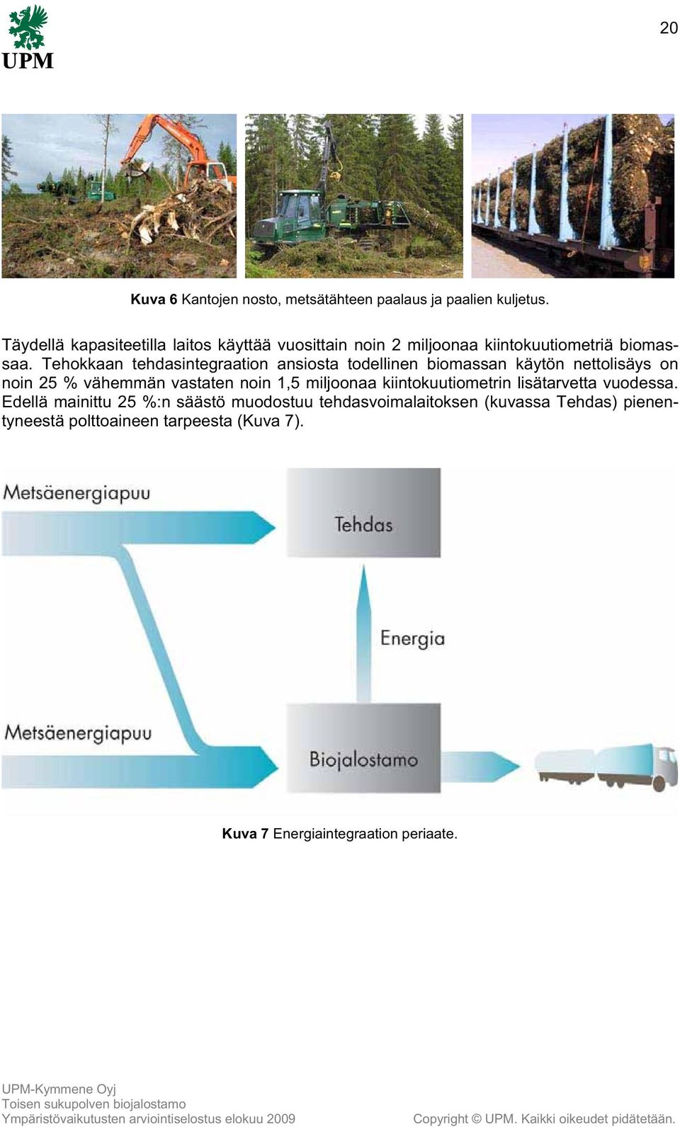 Tehokkaan tehdasintegraation ansiosta todellinen biomassan käytön nettolisäys on noin 25 % vähemmän vastaten noin 1,5