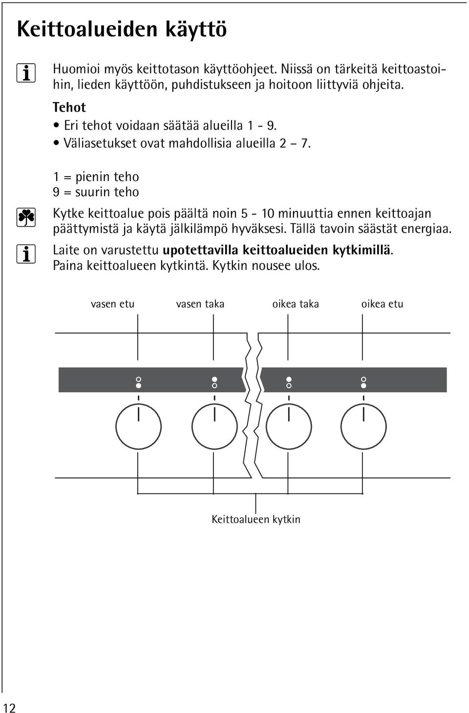 Väliasetukset ovat mahdollisia alueilla 2 7.