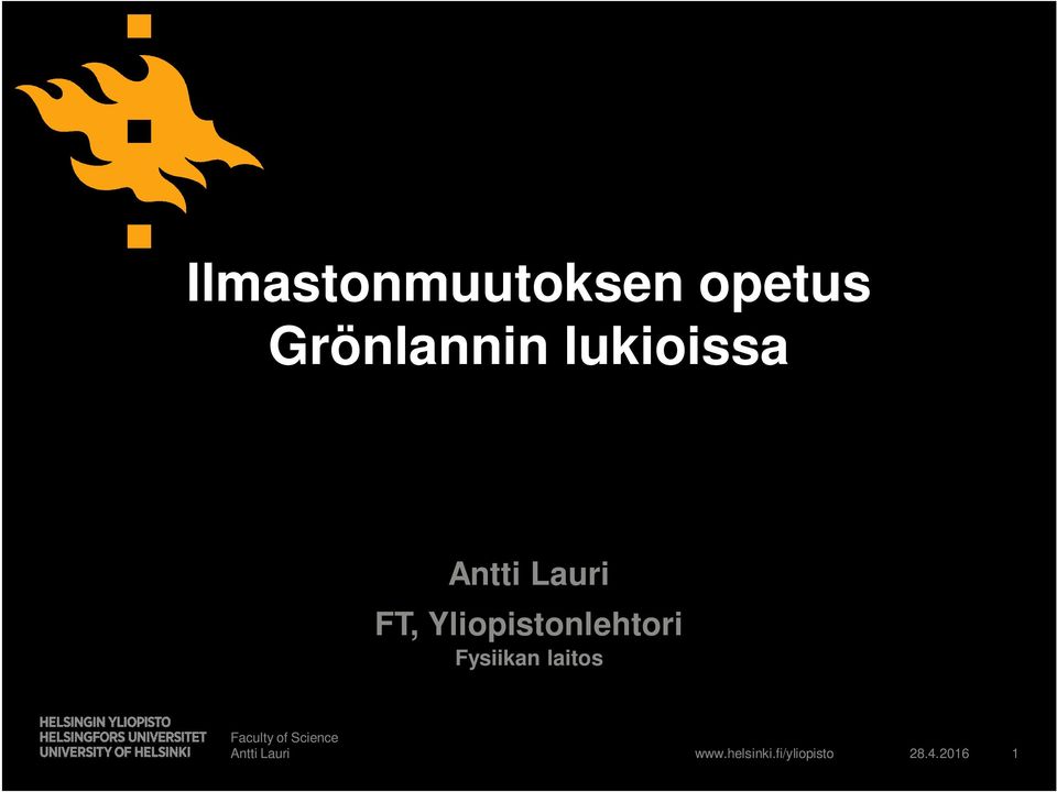 Yliopistonlehtori Fysiikan laitos