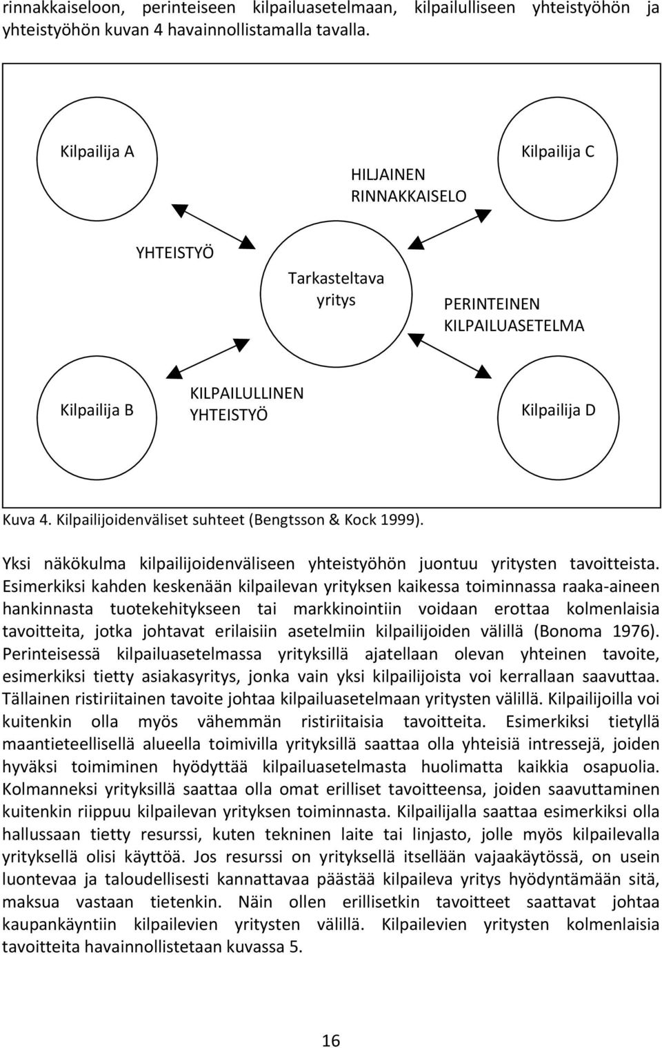 Kilpailijoidenväliset suhteet (Bengtsson & Kock 1999). Yksi näkökulma kilpailijoidenväliseen yhteistyöhön juontuu yritysten tavoitteista.