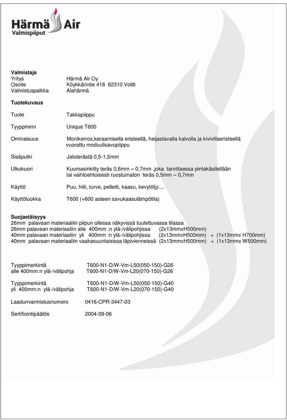 tai vaihtoehtoisesti ruostumaton teräs 0,5mm 0,7mm Puu, hiili, turve, pelletti, kaasu, kevytöljy.