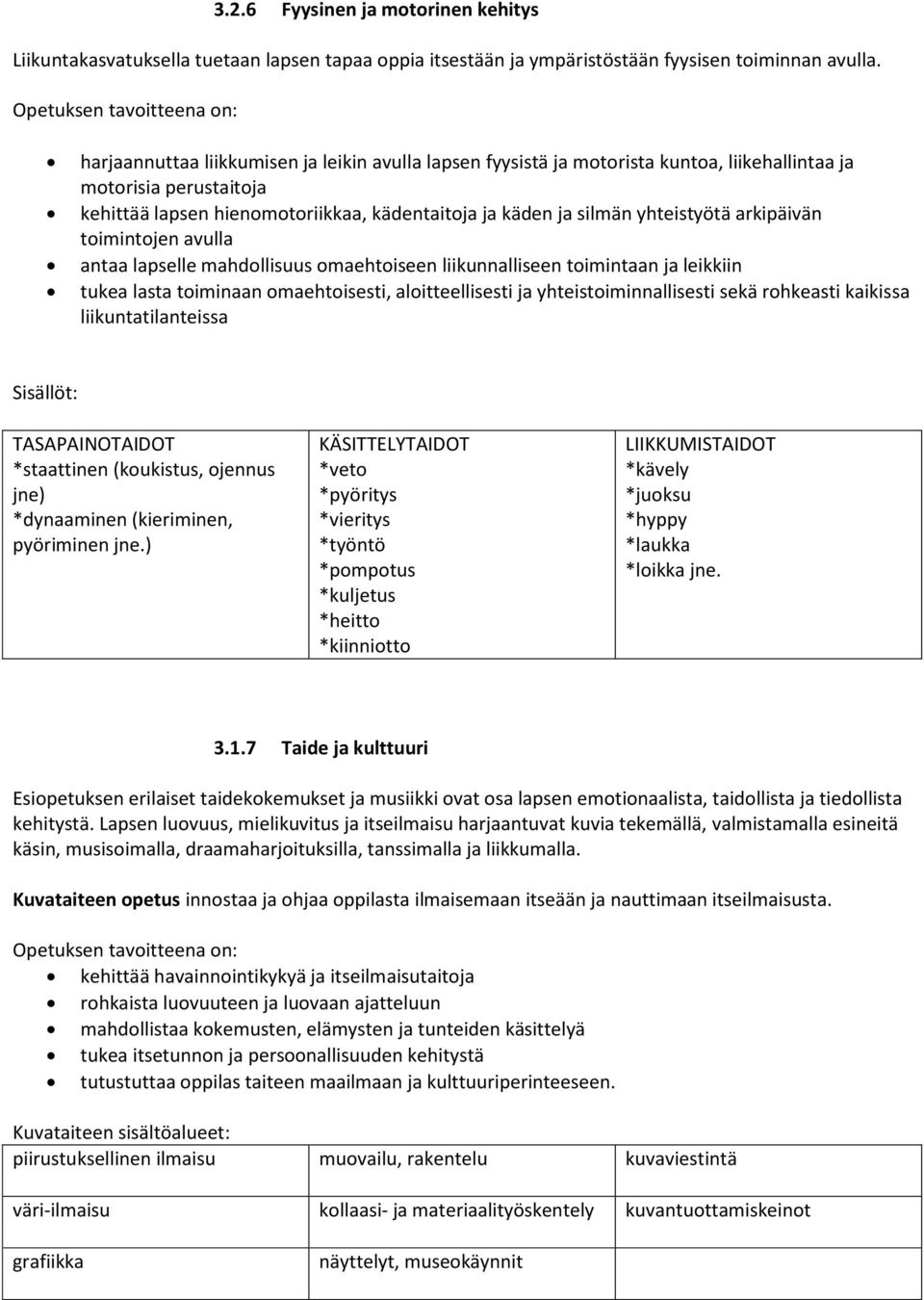 käden ja silmän yhteistyötä arkipäivän toimintojen avulla antaa lapselle mahdollisuus omaehtoiseen liikunnalliseen toimintaan ja leikkiin tukea lasta toiminaan omaehtoisesti, aloitteellisesti ja