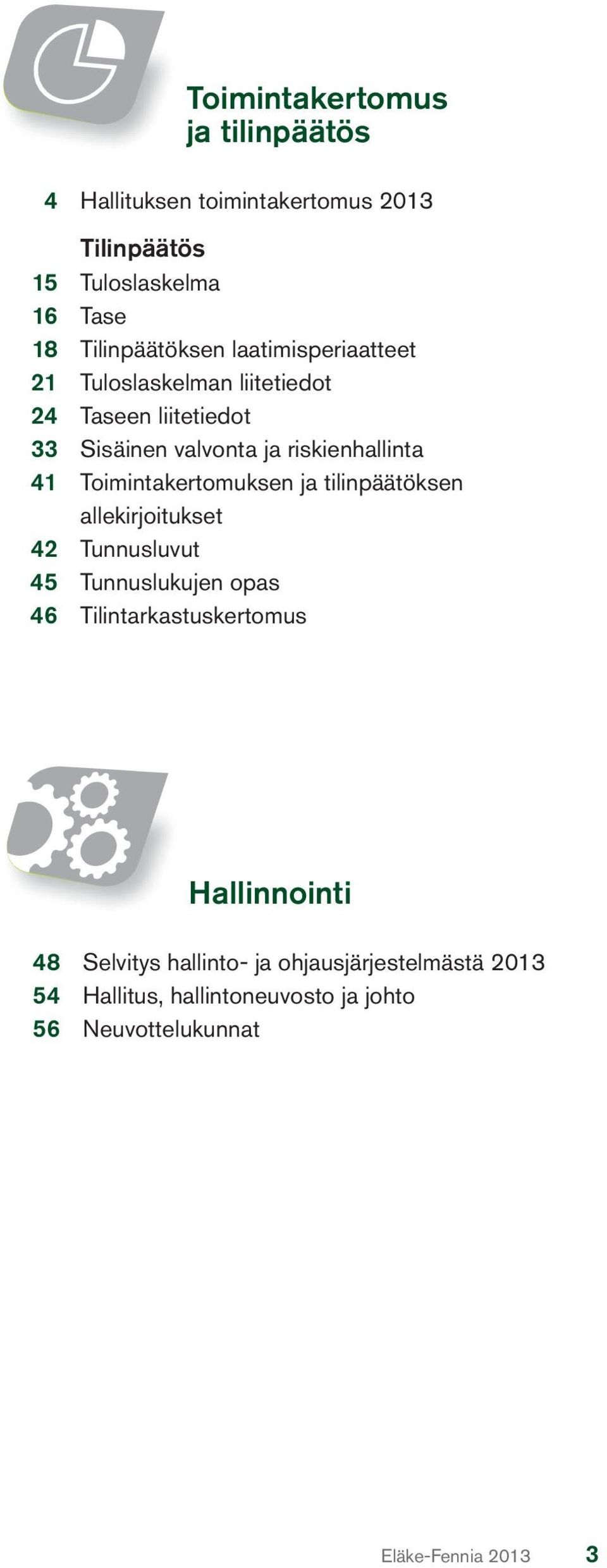 Toimintakertomuksen ja tilinpäätöksen allekirjoitukset 42 Tunnusluvut 45 Tunnuslukujen opas 46 Tilintarkastuskertomus