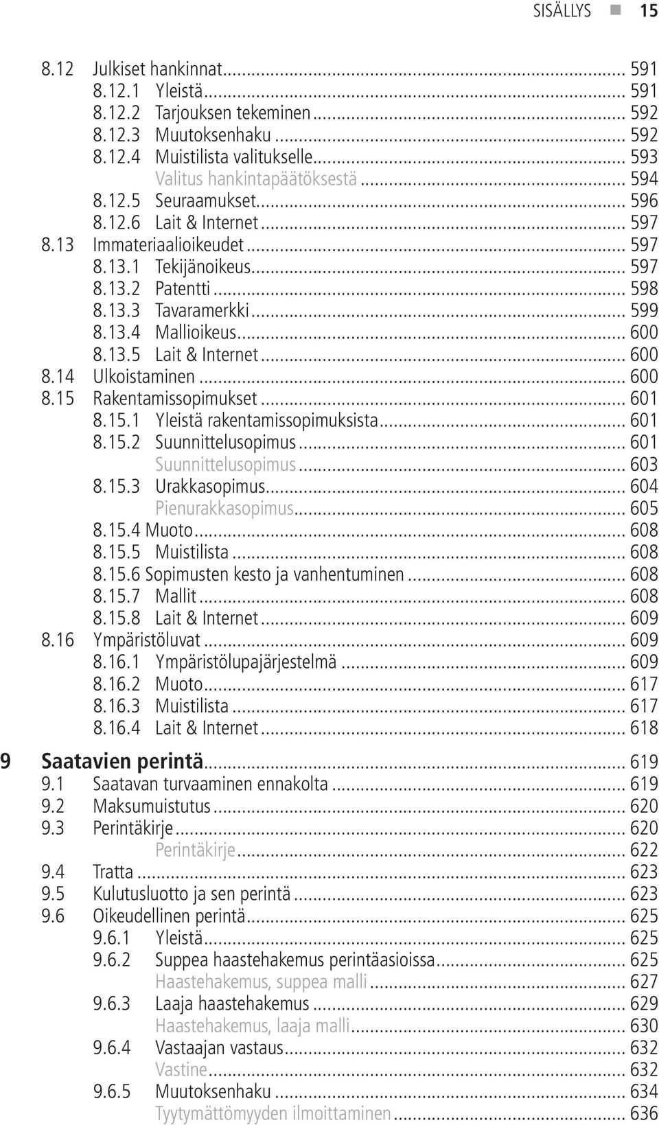 .. 600 8.13.5 Lait & Internet... 600 8.14 Ulkoistaminen... 600 8.15 Rakentamissopimukset... 601 8.15.1 Yleistä rakentamissopimuksista... 601 8.15.2 Suunnittelusopimus... 601 Suunnittelusopimus... 603 8.