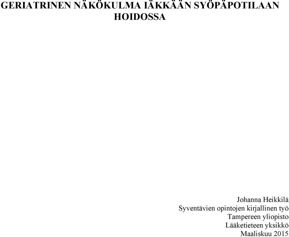 Syventävien opintojen kirjallinen työ