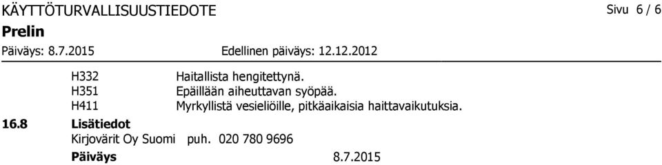 020 780 9696 Haitallista hengitettynä.