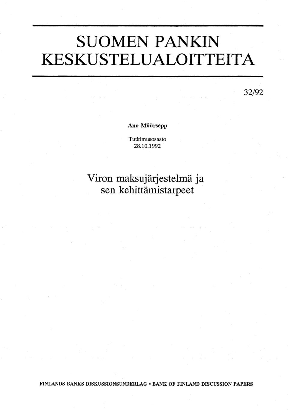 1992 Viron maksujärjestelmä ja sen