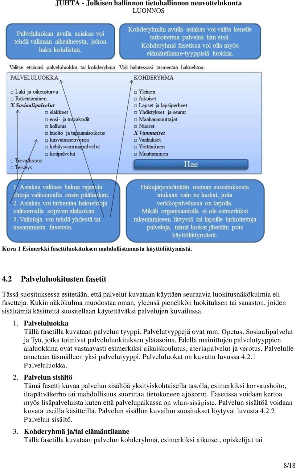 Kukin näkökulma muodostaa oman, yleensä pienehkön luokituksen tai sanaston, joiden sisältämiä käsitteitä suositellaan käytettäväksi palvelujen kuvailussa. 1.
