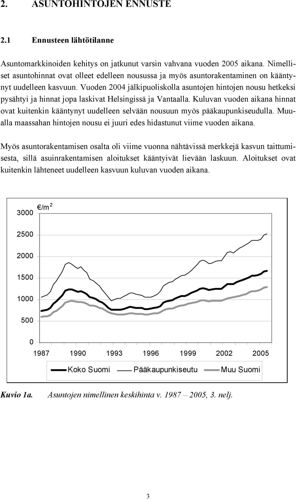 Vuoden 2004 jälkipuoliskolla asuntojen hintojen nousu hetkeksi pysähtyi ja hinnat jopa laskivat Helsingissä ja Vantaalla.