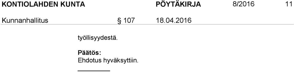 Kunnanhallitus 107 18.