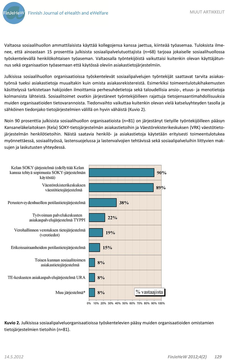 Valtaosalla työntekijöistä vaikuttaisi kuitenkin olevan käyttäjätunnus sekä organisaation työasemaan että käytössä oleviin asiakastietojärjestelmiin.