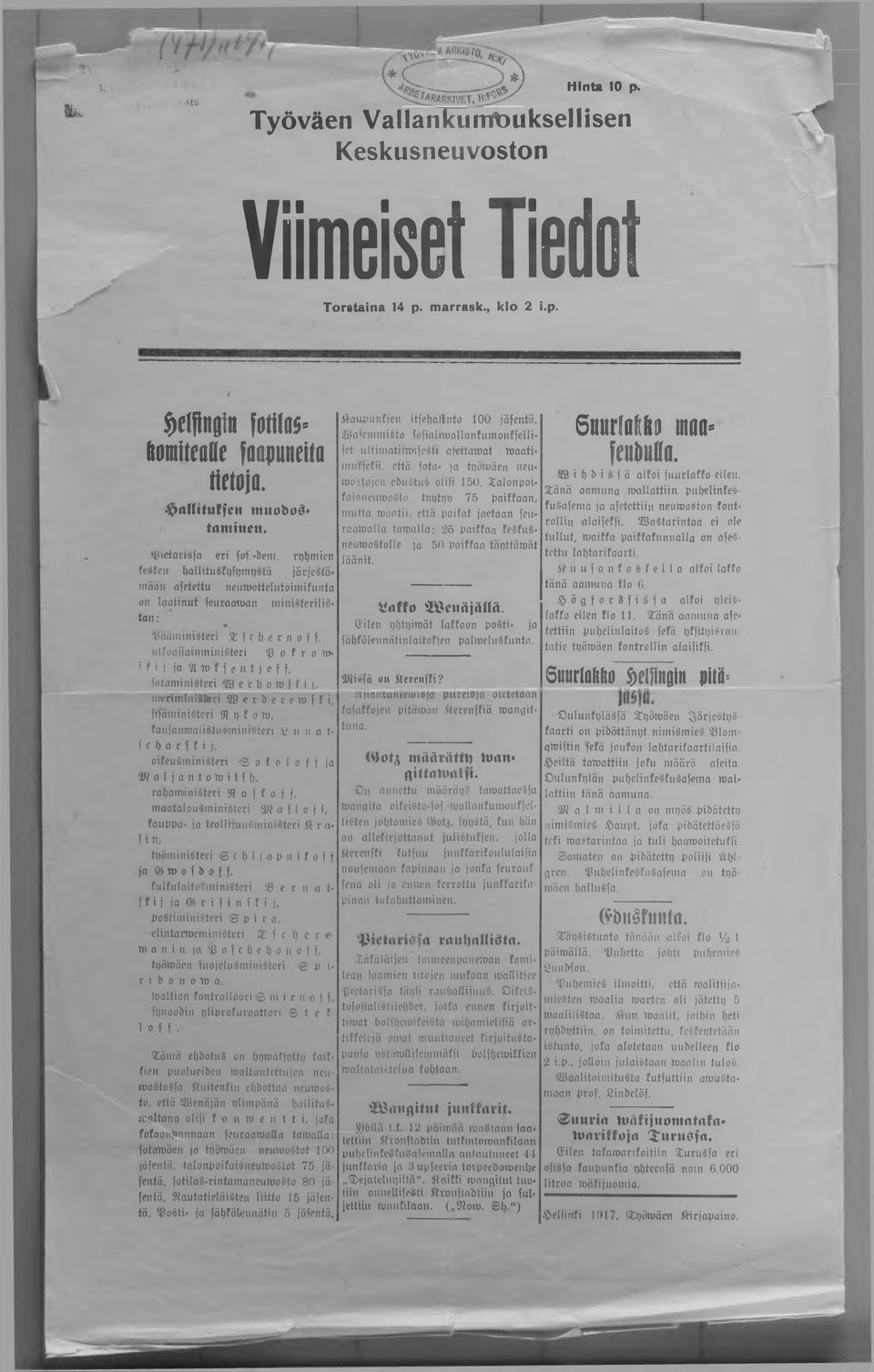 roimien fesfeit hallitusfyfpmpstä järjestä-»näön afetettu neutoottelutoimifunta ulfoafiaimninisteri p o f r o n* T f i i ja 21 m f f e n t j e f f, fotaministeri 2ö e r h o m f f i j, nreriministeri