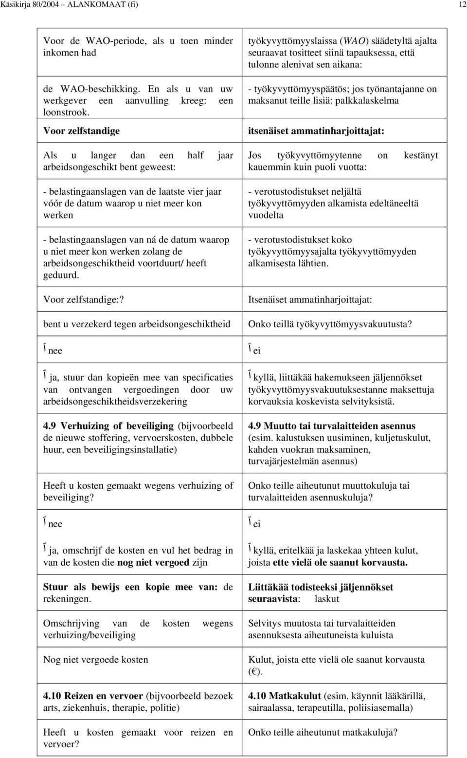 de datum waarop u niet meer kon werken zolang de arbeidsongeschiktheid voortduurt/ heeft geduurd. Voor zelfstandige:?